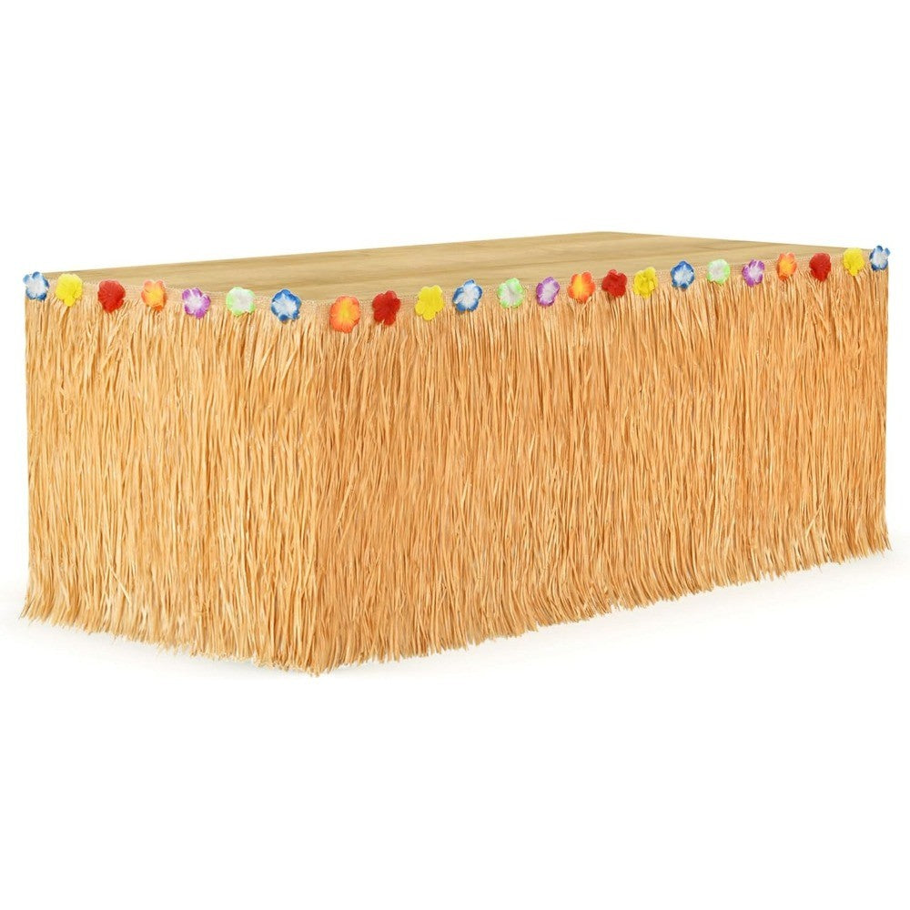 Luau Grass Table Skirt Hawaiian Flower Grass Skirts for Luau Party Summer Tropical Hawaiian Party Decorations
