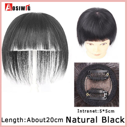 Perucas de cabelo encaracolado sintético AOSI castanho preto, substituição de extensões de cabelo tipo topete, apliques femininos com franja