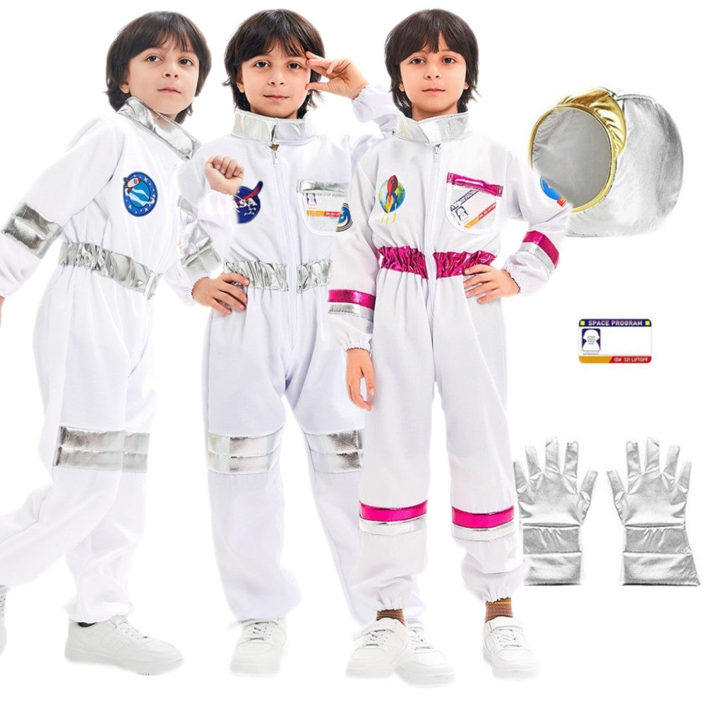 Halloween Astronaut Cosplay Costume Kids Boy Girl Jumpsuit Cartoon Space Party Spaceman Outfit White Spacesuit Bodysuit Clothing