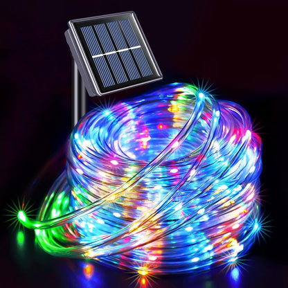 LED Solar Strip Rope Tube Fairy Light Solar Powered Garland String Light Christmas Decor for Outdoor Garden Lawn Tree Yard Fence