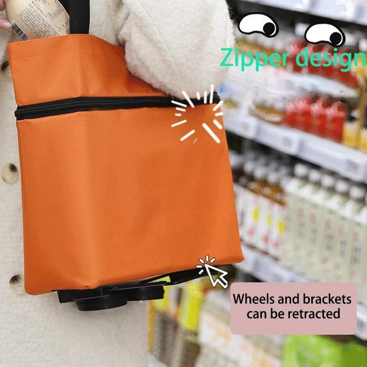 1Pc Foldable Shopping Bag with Wheels Trolley Large Reusable Cloth Hand Tote Bolsas Eco Fabric Supermarket Grocery Pull Cart Bag