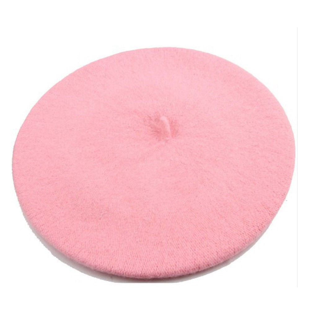 Boina de lã sintética quente de inverno feminina meninas artista francesa gorro chapéu vermelho preto roxo bege laranja Kawaii bonés de topo plano aquecedores