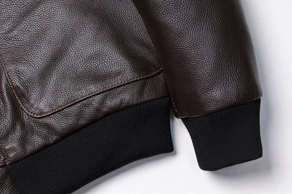 Classical A2 Style Genuine Leather Jacket Men's Air Force Natural Cowhide Coats Brown Calf Skin Clothes man Flight Clothing