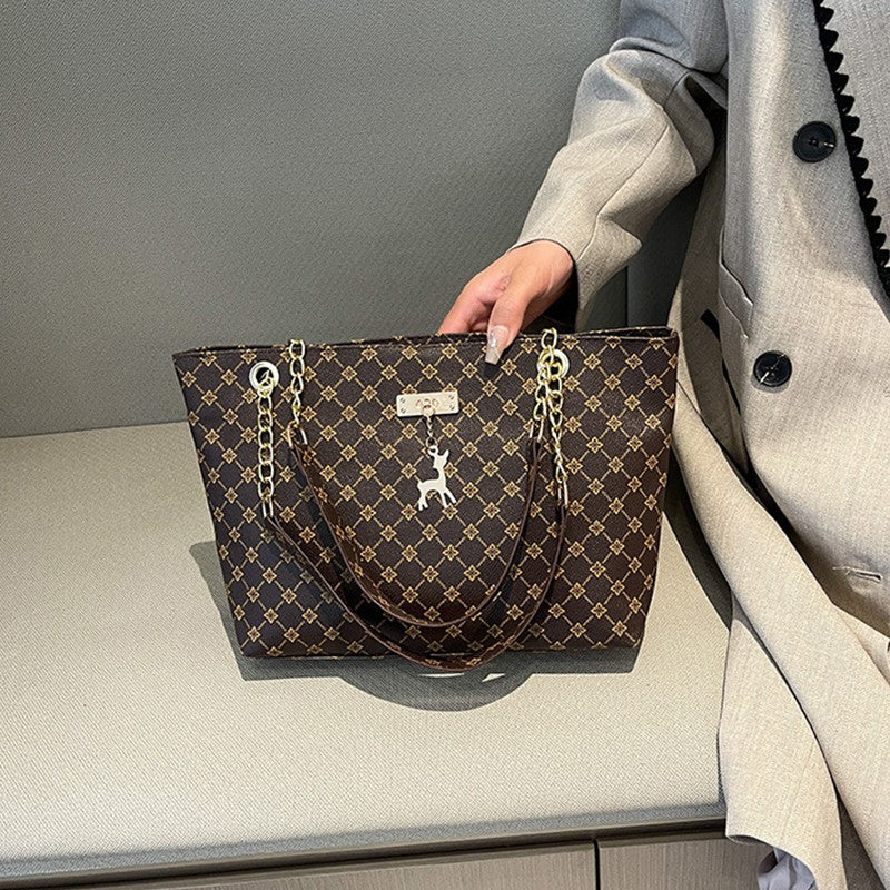 2024 Autumn and Winter New Presbyopic Handbag Shoulder Bag Large Capacity Tote Bag Women's Bag