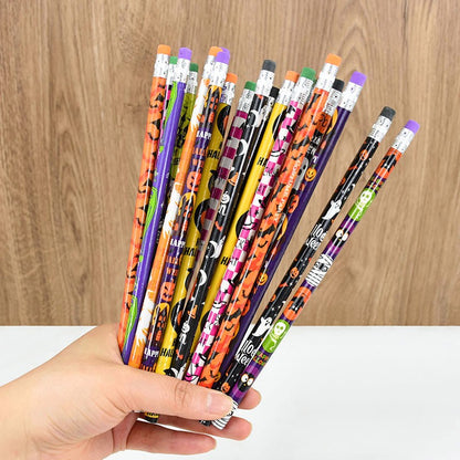 12/24Pcs Skull Goost HB Writing Pencils Stationery Gift for Halloween Party Favors Goodie Bag Fillers Trick or Treat Supplies