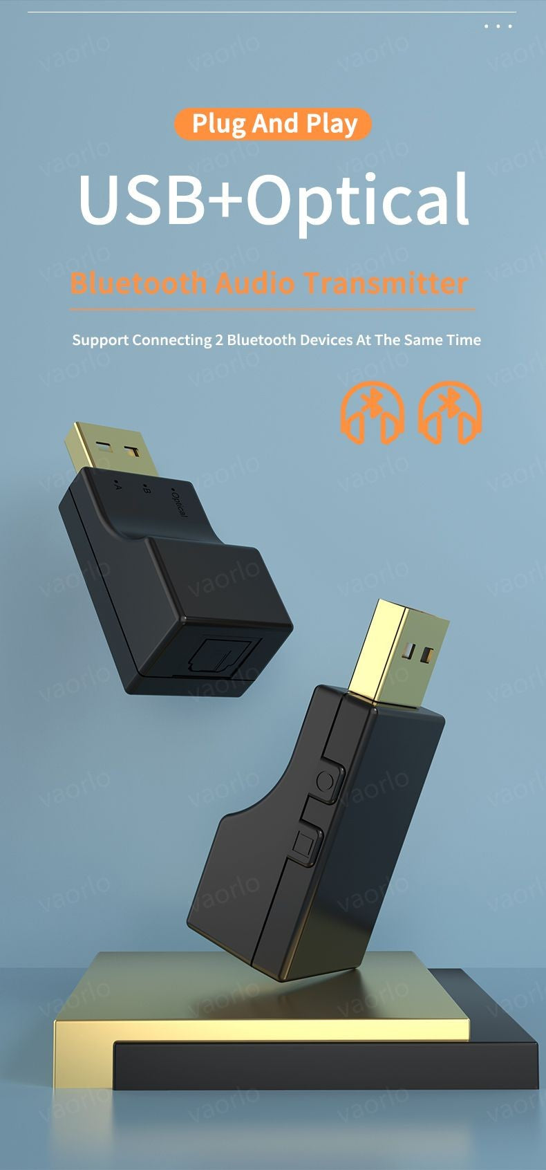 USB Optical Wireless Bluetooth 5.4 Transmitter 2 in 1 Audio Adapter Low Lantency For TV PC PS3/PS4/Xbox Wireless Audio Adapter
