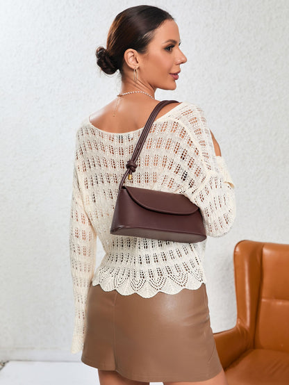 Lady Fashion Simple French one-shoulder Crossbody solid color fashion Underarm Pu Leather small square bag