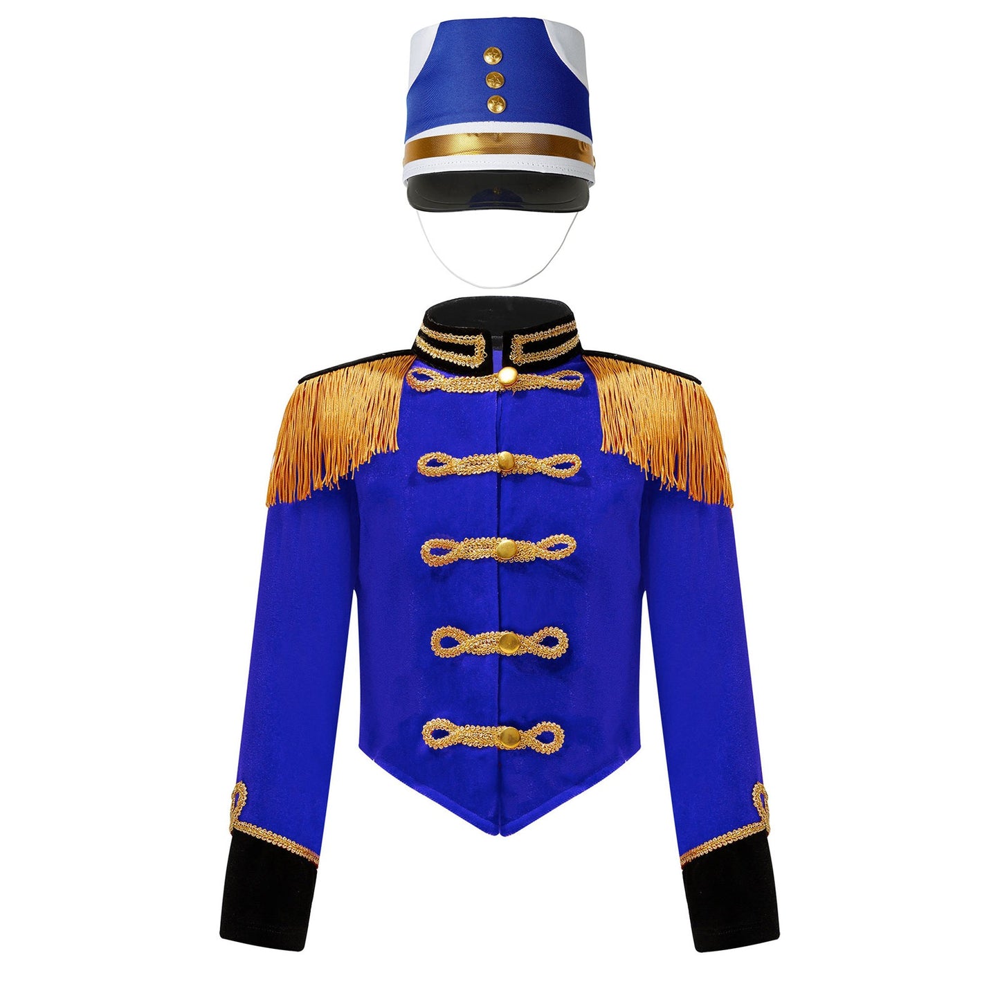 Girls Boys Marching Band Costume Outfits Circus Ringmaster Jacket Coat Team Performance Drummer Drum Major Uniform with Hat Sets