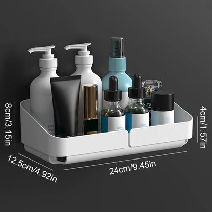 Rack de Conveniência para Banheiro Cozinha Prateleira Organizador de Maquiagem Cosméticos Shampoo Rack Prateleira de Chuveiro de Parede para Temperos Sem Perfuração
