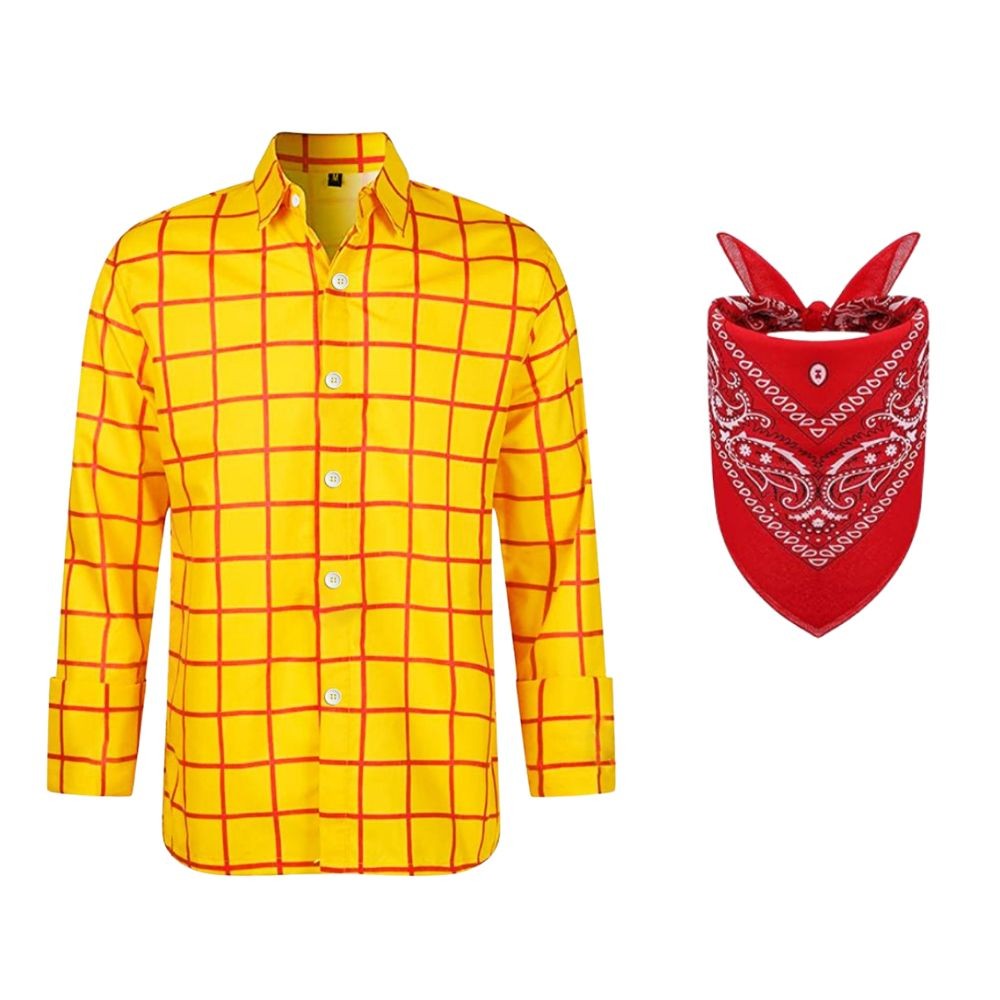 Adult Woody Cosplay Cow Shirts Hat Scraf Set Costume Men Roleplay Fantasia Outfits Halloween Carnival Party Disguise Suit