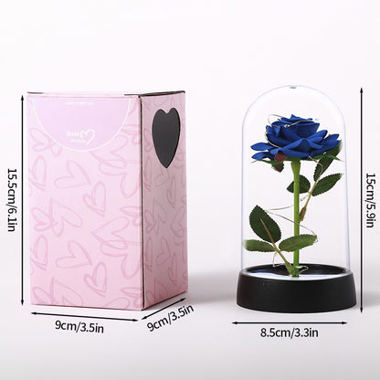 Eternal Rose Flowers Artificial Foil Flower in Glass Glow Immortal Flower LED Roses Lamp Flores Eternas Christmas Lover Gift