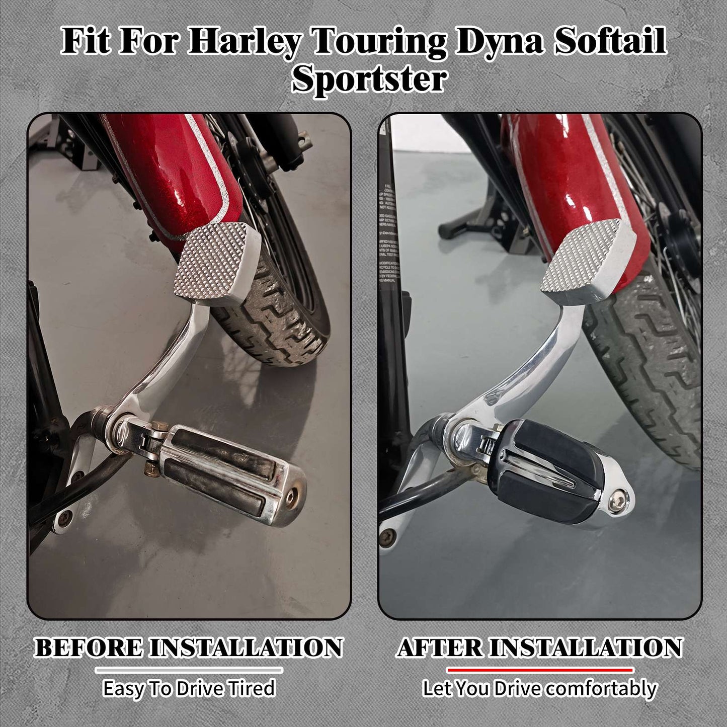 Motorcycle Rear Footpegs Pedal Slipstream Passenger Footrest For Harley Touring Road King FLHR Softail Fat Boy Dyna Sportster XL