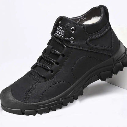 2025 Quente Venda Inverno Novo Sapatos de Algodão Mais Lã Grossa Casual Sapatos Esportivos Masculinos Tênis Cano Alto de Couro Moda Botas de Neve