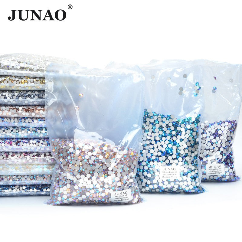 JUNAO Wholesale SS6 SS10 SS12 SS16 SS20 SS30 Flatback Glass Rhinestones Clear Cr