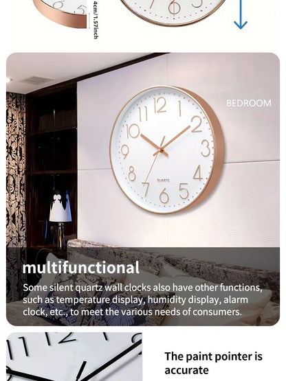 8 Inch Silent Quartz Wall Clock, round Three-dimensional Digital Modern Wall Clock, Not Ticking Wall Clock, Bedroom Living Room