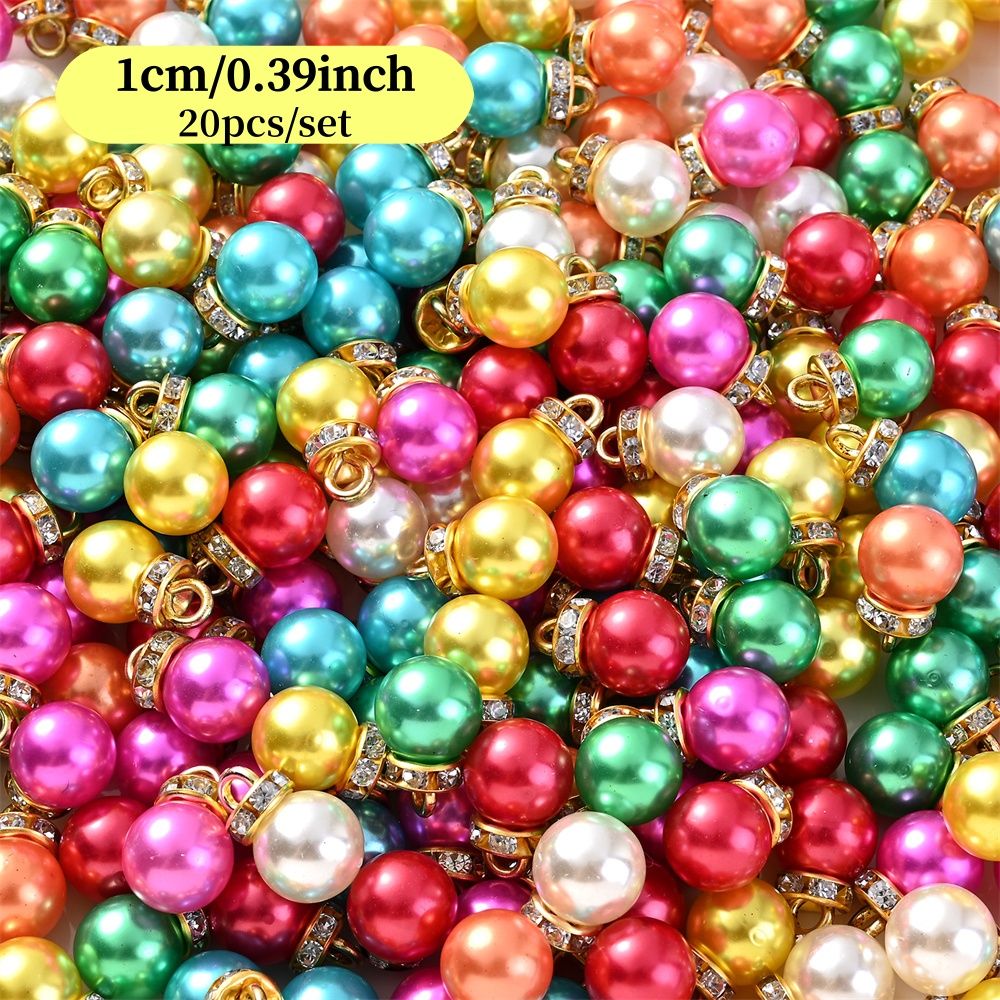 20pcs/set Shiny CCB Christmas Beads Pendant Classic Golden Rhinestone Spacer Beads For Earrings  Making Fashion Accessories