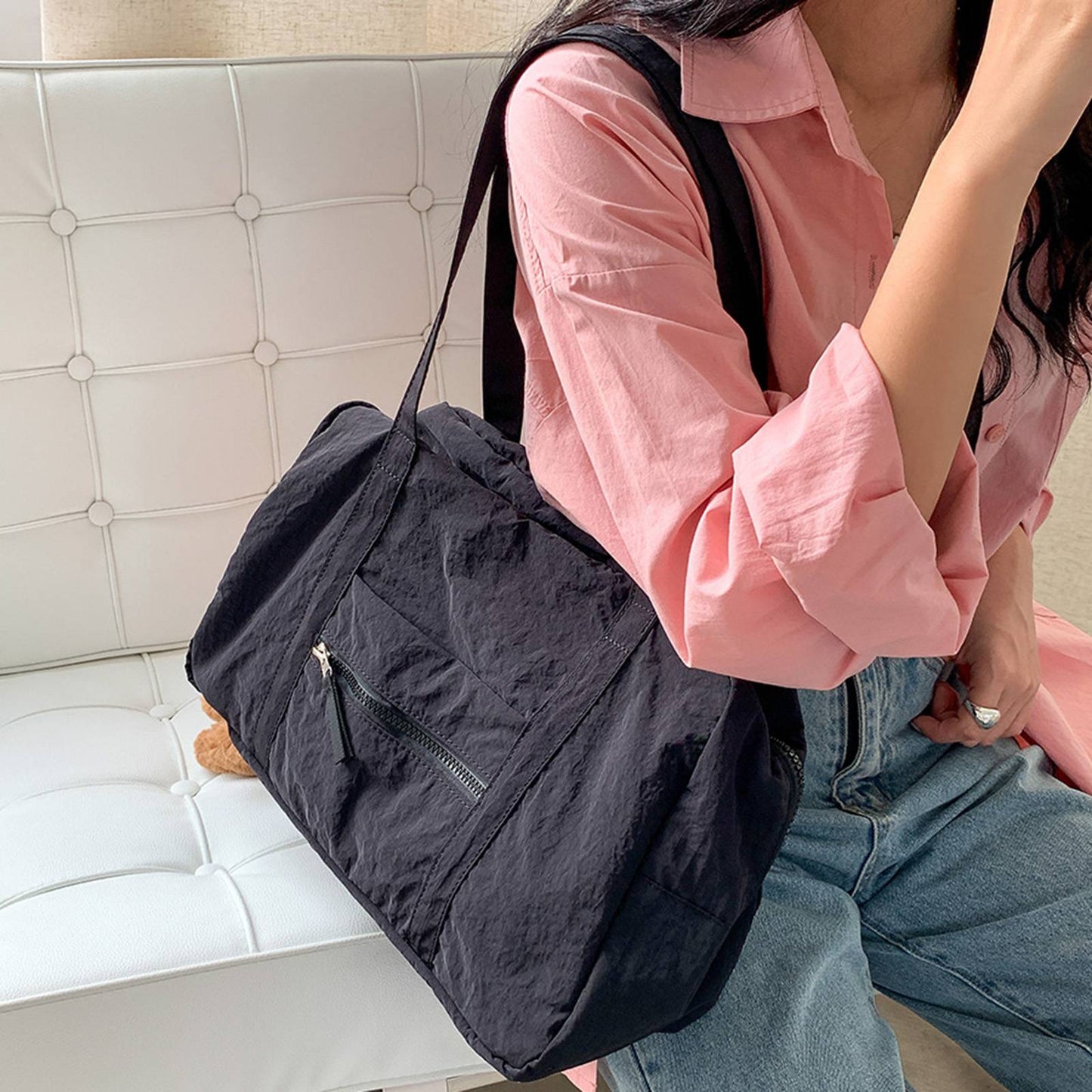 Simple Carry On Travel Tote Bag Large Capacity Weekender Overnight Duffle Bags Trendy Sports Fitness Bags for Women Girls