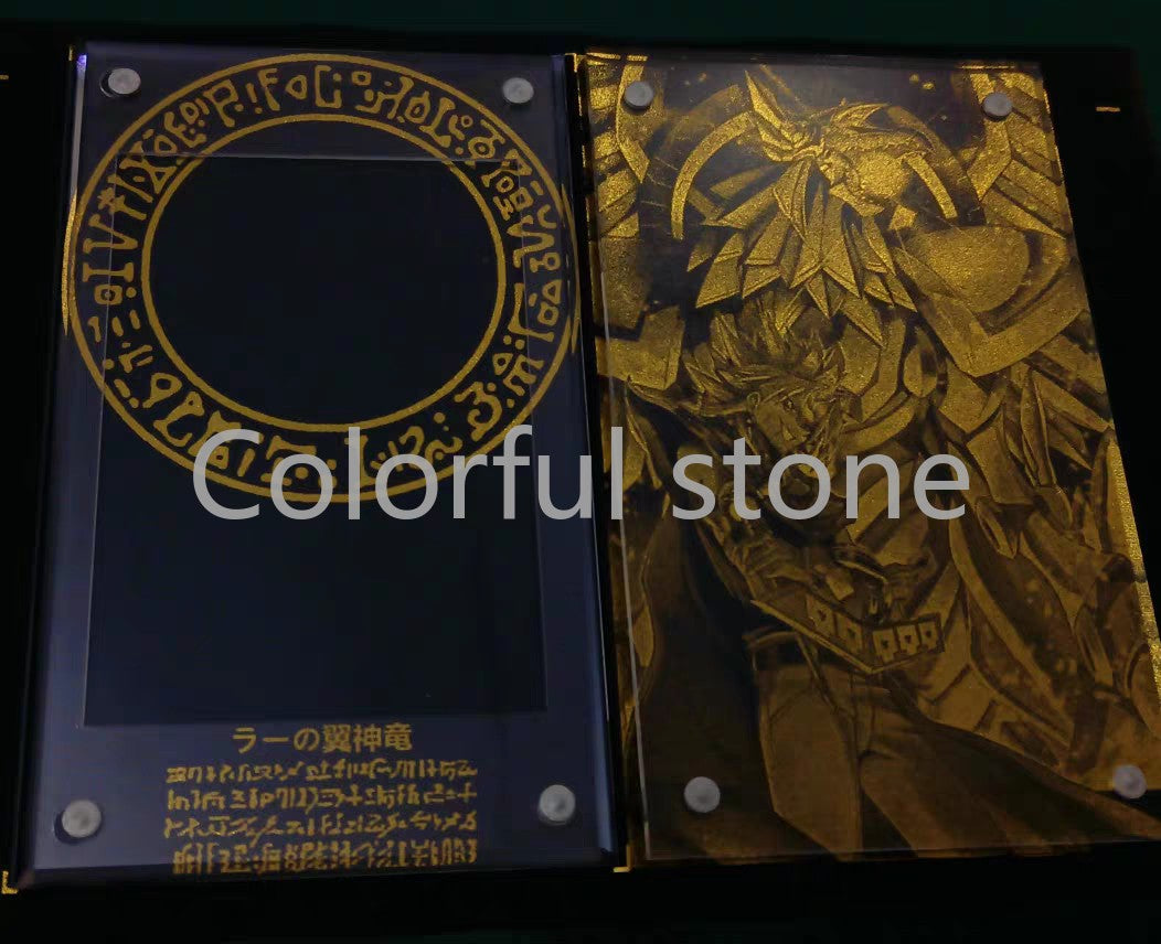 Yu-Gi-Oh Anime Personagem Card Brick Deus Egípcio O DRAGÃO ALADO DE RA Acrílico Banhado a Ouro Brick Cartas de Exibição Não Incluídas