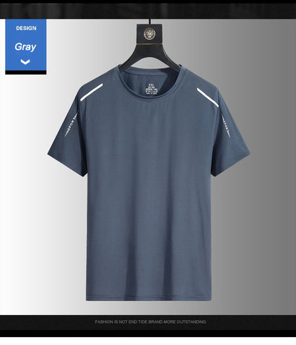 Running T-shirt Reflective Short Sleeve Ice Silk Quick Drying Summer Thin Breathable Fitness Tees Shirt Sportswear Sportsshirt