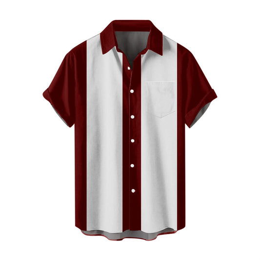 Summer New Men's Pocket Short Sleeve Shirt Fashion Casual Solid Color Panel Lapel Beach High Quality Top Comfortable Soft Fabric