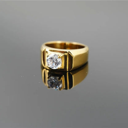Anel Masculino Zircão Titânio Dedo Indicador Personalidade Dominador Hipster Simulação Diamante Anel de Casamento