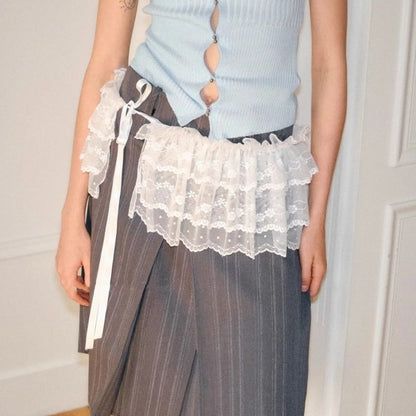 Women Y2K Korean Lace Mini Layered Skirt Streetwear Lace Up Ruffles Harajuku High Waist Pleated Ladies Jupe Skirts Clothes