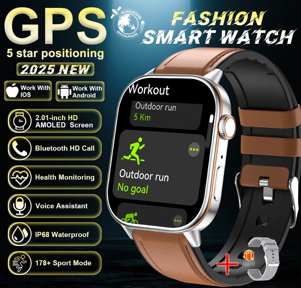 2025 Military GPS Smart Watch Men Flashlight Compass Waterproof Outdoor Sports Tracker Bluetooth Call Smartwatch For Android IOS