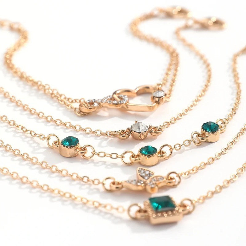 Conjunto de pulseiras de borboleta com strass 5 peças/conjunto para mulheres moda coreana designer ajustável pulseira de contas joias de luxo originais