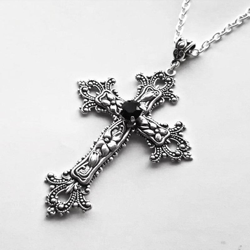 Colar com Pingente de Cruz de Cristal Punk para Mulheres e Homens, Gargantilha Gótica, Joias Estéticas, Bijuteria, Presente para Festa