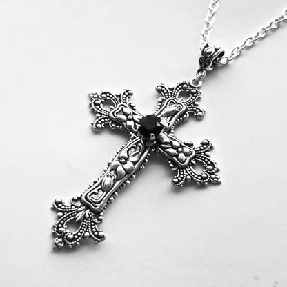Colar com Pingente de Cruz de Cristal Punk para Mulheres e Homens, Gargantilha Gótica, Joias Estéticas, Bijuteria, Presente para Festa