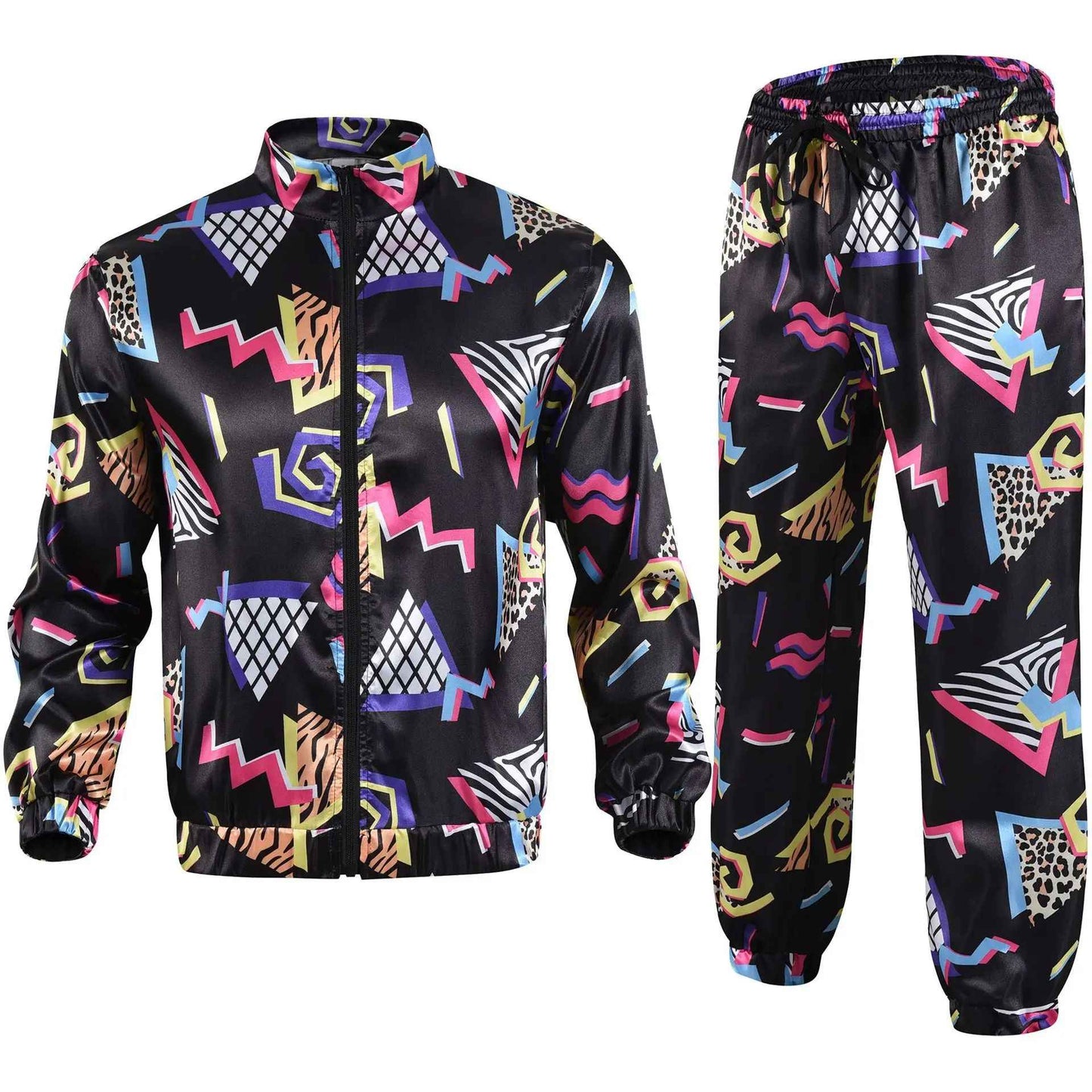 1990s Disco Tracksuit 2pcs Jogging Wear Retro Style Carnival Theme Party Suit Live Cosplay Jacket and Pants  cosplay costumes