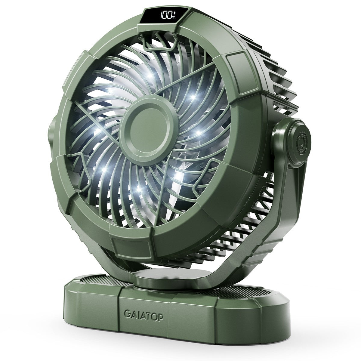 Portable Camping Fan with LED Lantern, 4000mAh 7-Inch Rechargeable Outdoor Tent Fan, 360° Head Rotation, 3 Speed and Quiet Batte