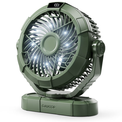 Portable Camping Fan with LED Lantern, 4000mAh 7-Inch Rechargeable Outdoor Tent Fan, 360° Head Rotation, 3 Speed and Quiet Batte
