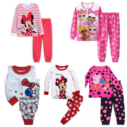 New Kids Pajama Set Cotton Soft minnie Print Loungewear Long Sleeve Pjs Sleepwear for Toddler Boys Girls