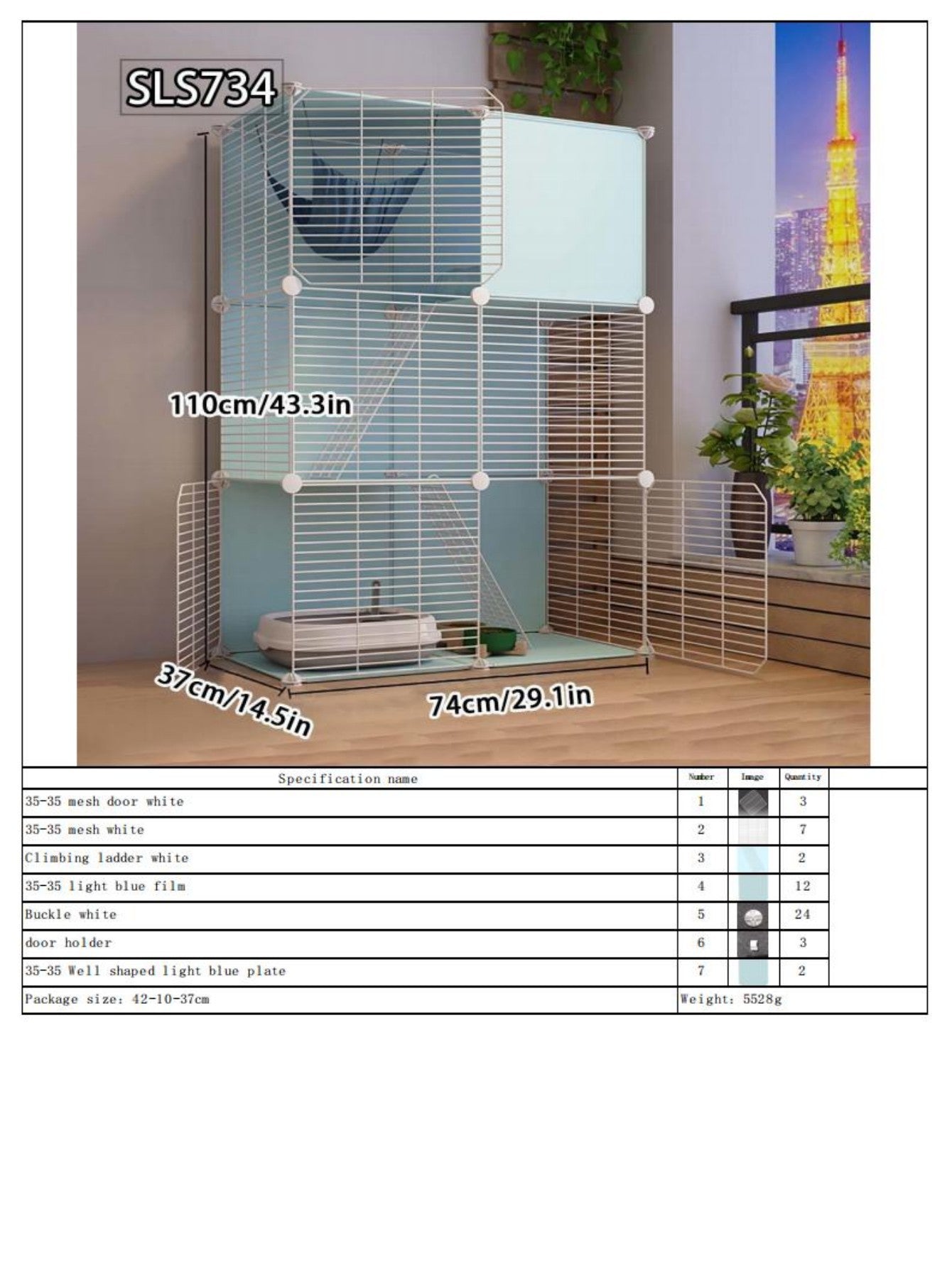Gaiola para Gatos para Uso Doméstico, Casa para Gatos Interna com Espaço Livre, Abrigo para Gatos, Ninho para Gatos, Gaiola para Pets, Vila para Gatos Pequenos de Três Andares
