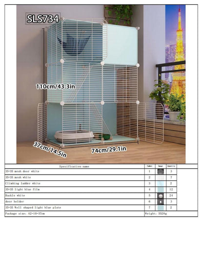 Gaiola para Gatos para Uso Doméstico, Casa para Gatos Interna com Espaço Livre, Abrigo para Gatos, Ninho para Gatos, Gaiola para Pets, Vila para Gatos Pequenos de Três Andares