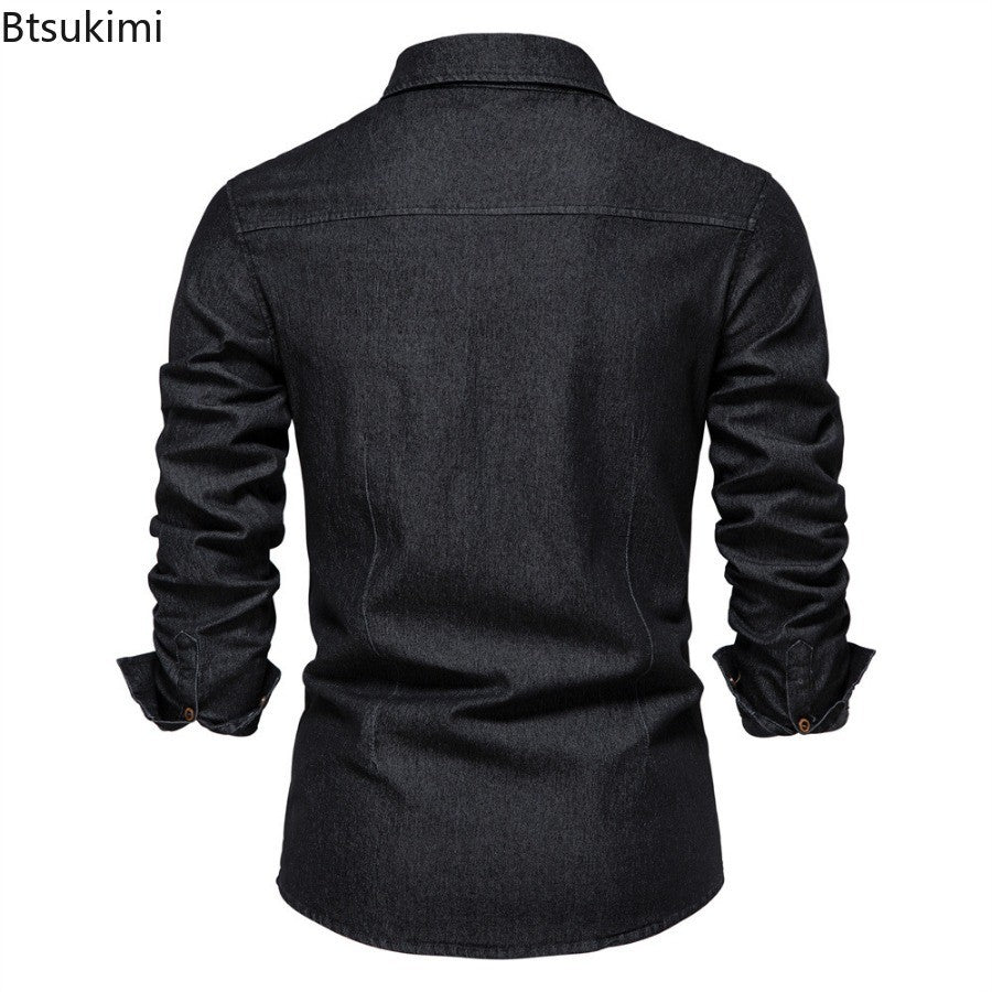 Spring Autumn New Men's Denim Shirts Fashion Casual Long Sleeve High Quality Cotton Shirt Jackets Vintage Slim Male Jean Shirts