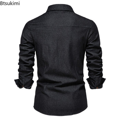 Spring Autumn New Men's Denim Shirts Fashion Casual Long Sleeve High Quality Cotton Shirt Jackets Vintage Slim Male Jean Shirts