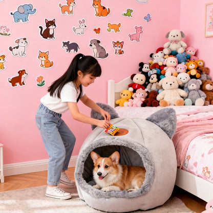 Cama Semiconcha para Pets Mais Vendida - Casinha Quente e Aconchegante para Gatos e Cães Pequenos Durante Todas as Estações