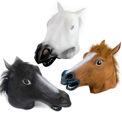 Horse Mask Halloween Horse Head Mask Latex Creepy Animal Costume Theater Prank Crazy Party Halloween Decor