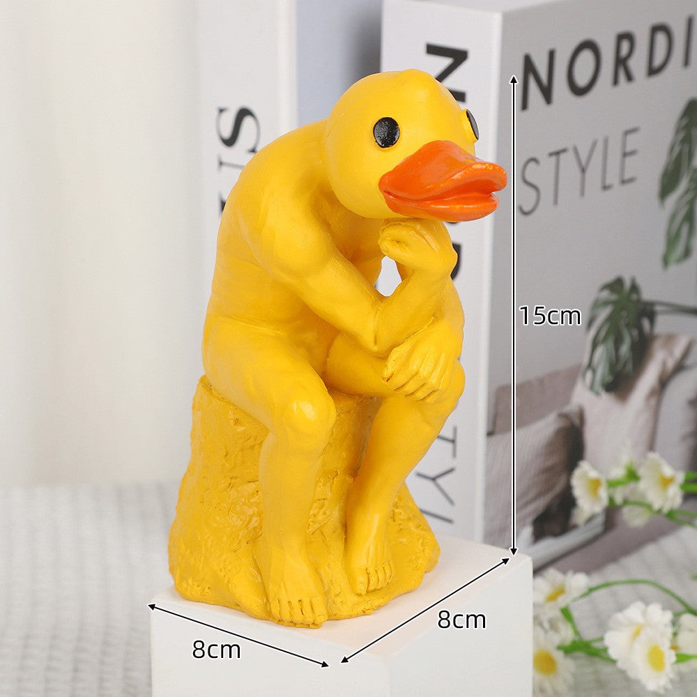 Novel and interesting, thinking about duck Ins animal statues, home decoration resin crafts, garden and courtyard decorations