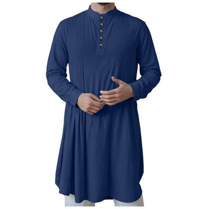 Men'S New Muslim Middle Arabic Men'S Button Down Cotton And Linen Shirts Muslim Robes Stylis Male Clothes Stylis Male Clothes