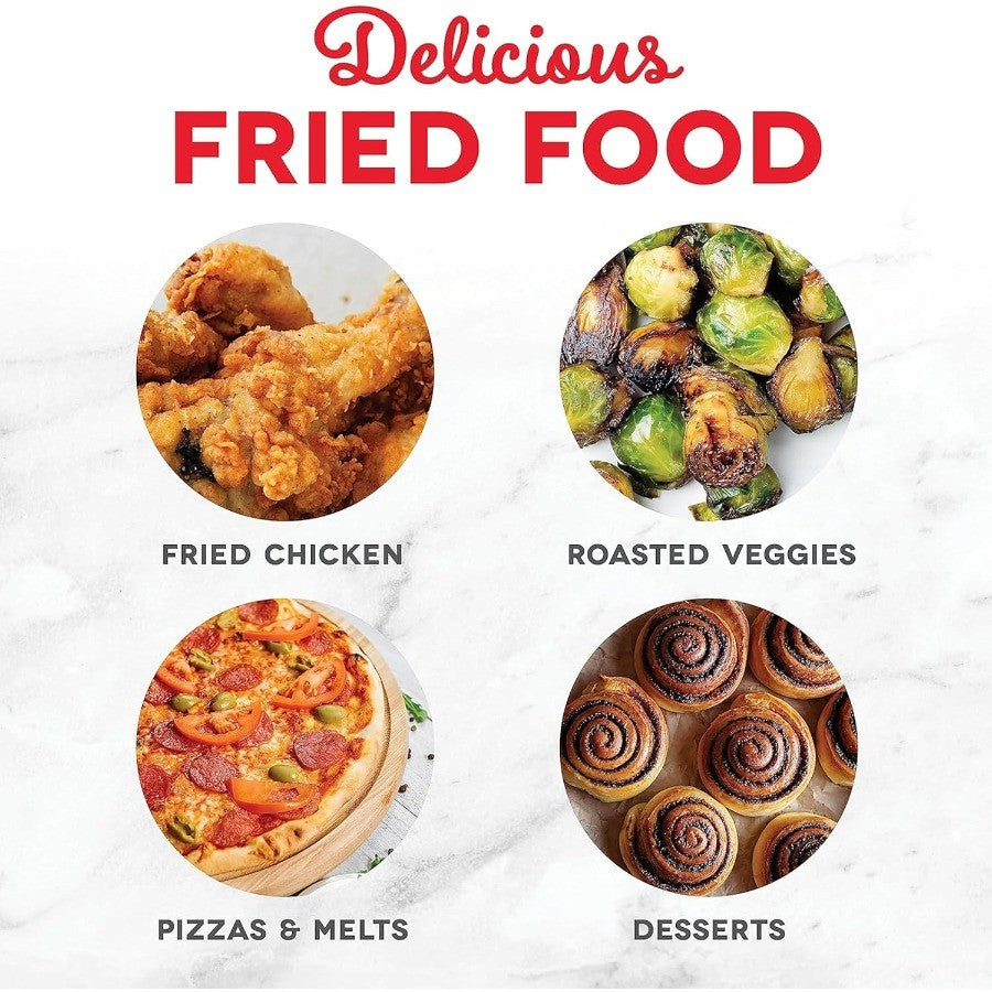 Fritadeira Elétrica de Ar TastiCrisp 2.6 Qt. Cinza Compacta para Alimentos Mais Saudáveis em Minutos Ideal para Espaços Pequenos Características