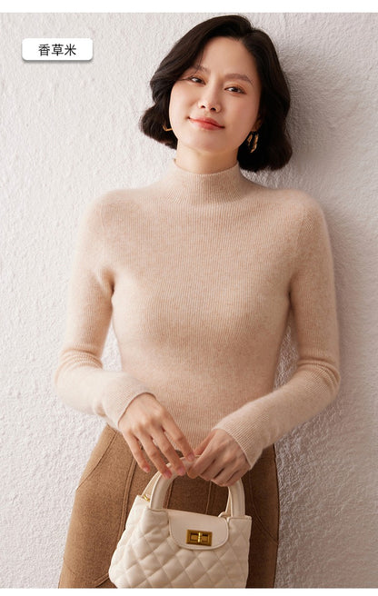 New women's sweater 100% pure cashmere high neck knitted pullover Korean version slim fit hot selling fashionable sweater
