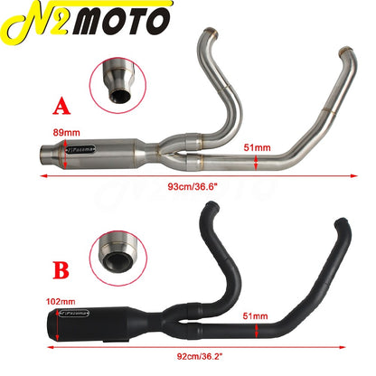 Motorcycle 2-into-1 Exhaust Muffler System For Harley Touring Electra Glide FLHTI FLHTK FLHTPI FLHTKL FLHTCUI FLHTKSE 2017-2025