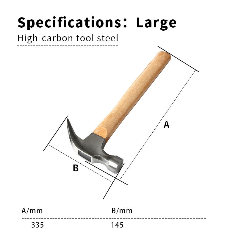 Martelo de Garra Multifuncional para Carpintaria Prego Cabo de Madeira Absorção de Choque Aço de Alto Carbono Durabilidade Ferramenta para Carro e Casa