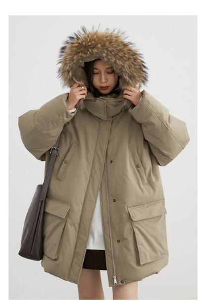 CHIC VEN Women Down Coats Solid Outdoor Loose Casual Down Jacket  Thickened Parka Jackets Female Overcoat Autumn Winter 2023
