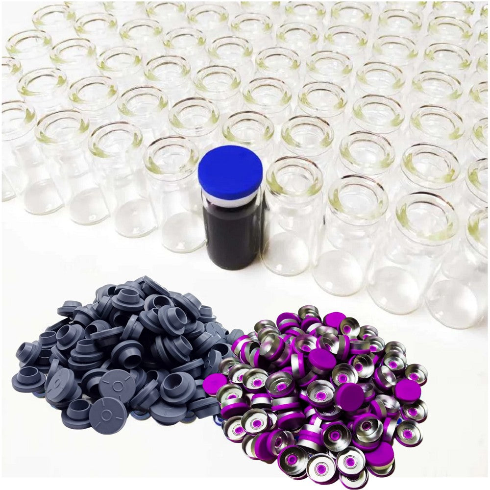 42PCS 5ml Clear Glass Vial With Caps & Stopper Small Bottles Experimental Test Liquid Containers Wishing Bottles