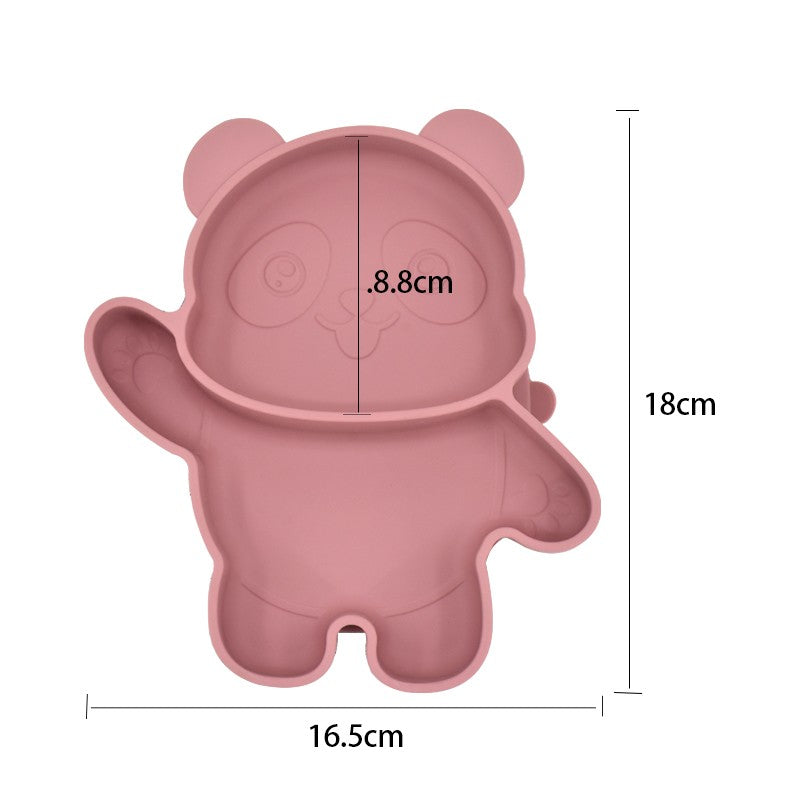Children's Dishes Baby Silicone Sucker Bowl Baby Panda Face Dining Plate Toddle Training Tableware Kids Feeding Bowls