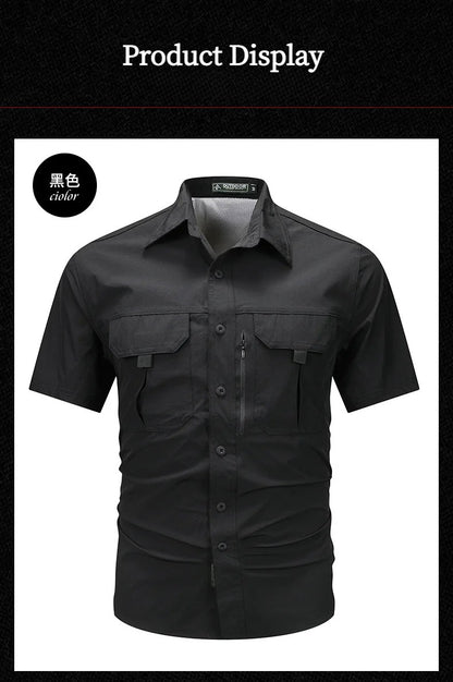 Men's Breathable Short Sleeve Shirt Men Casual Tactical Cargo Shirts Summer Quick Dry Hiking Work Shirts for Man Short-sleeved